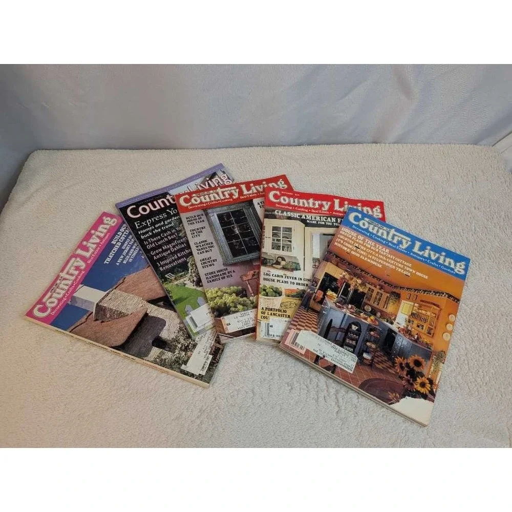 Country Living Magazine Lot - 5 Issues Decorating Cooking Antiques Real Estate